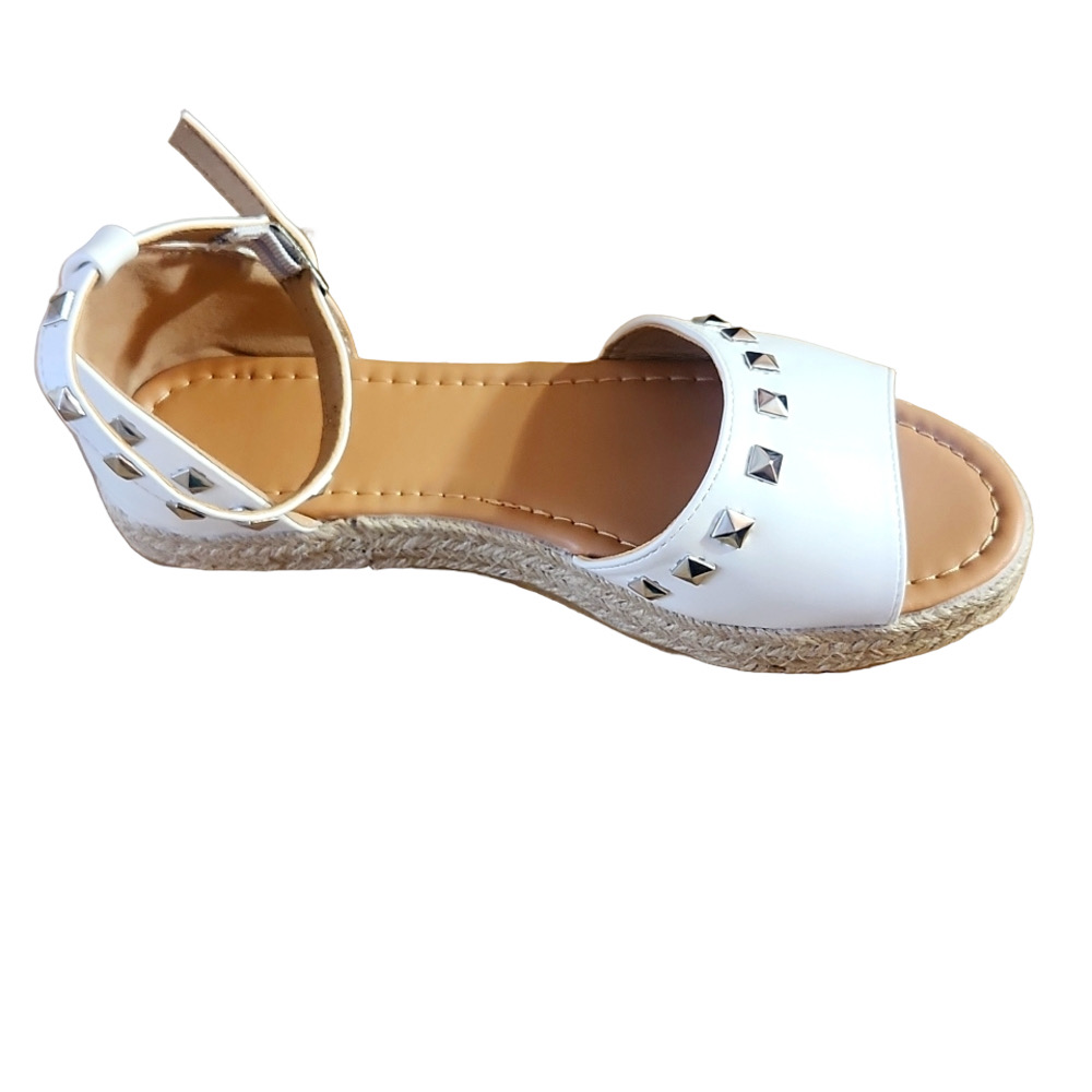 White Studded Espadrille Sandals